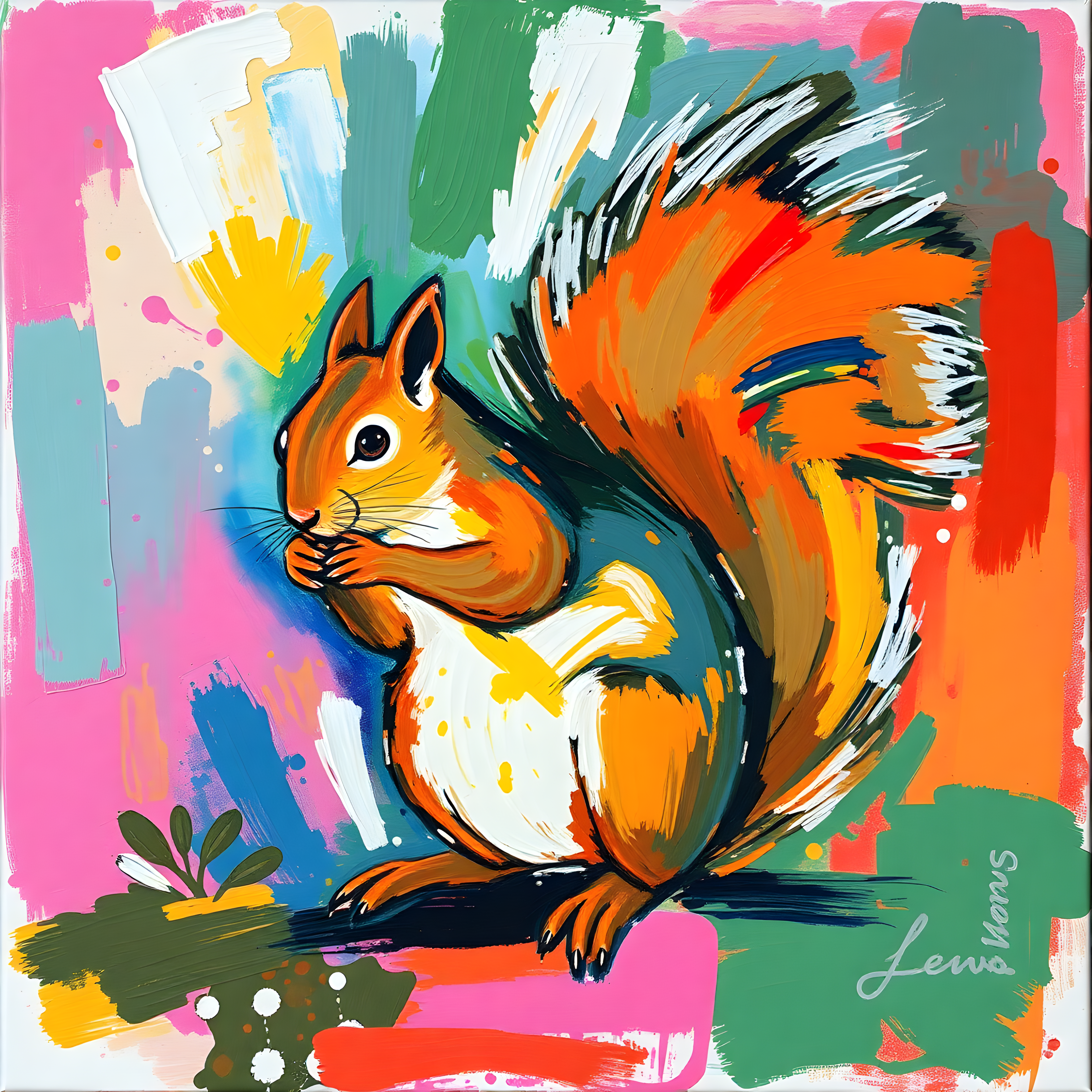 Colorful Abstract Squirrel Pop Art Wall Art