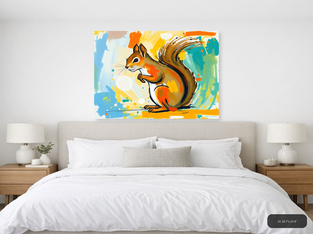 Colorful Abstract Squirrel Modern Animal Wall Art — A1 / Bedroom