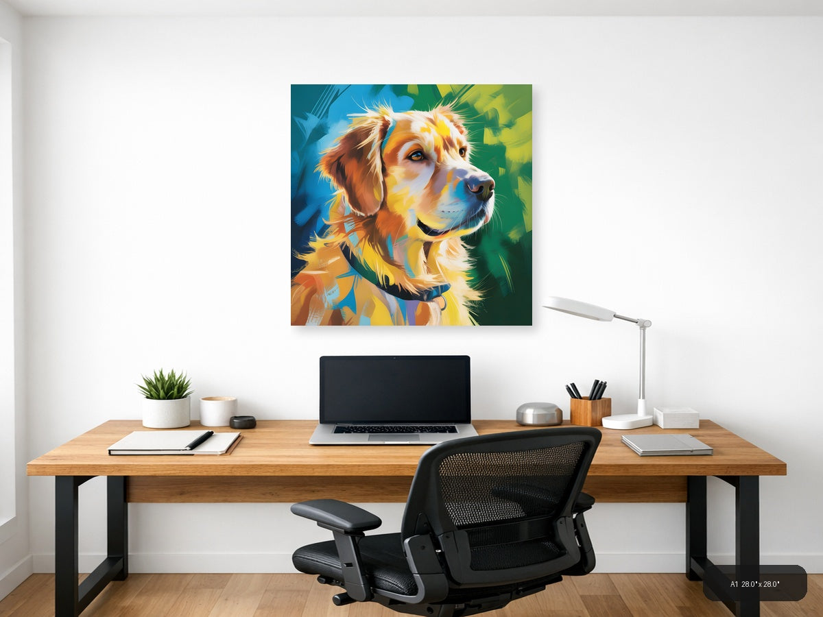 Colorful Abstract Dog Portrait Modern Wall Art — A1 / Office