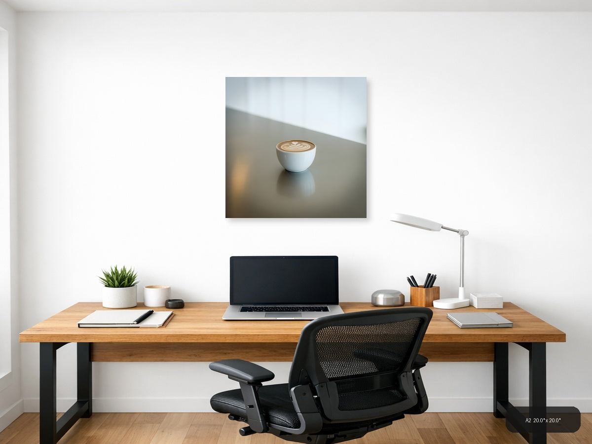 Minimalist Latte Art Coffee Cup Wall Art — A2 / Office
