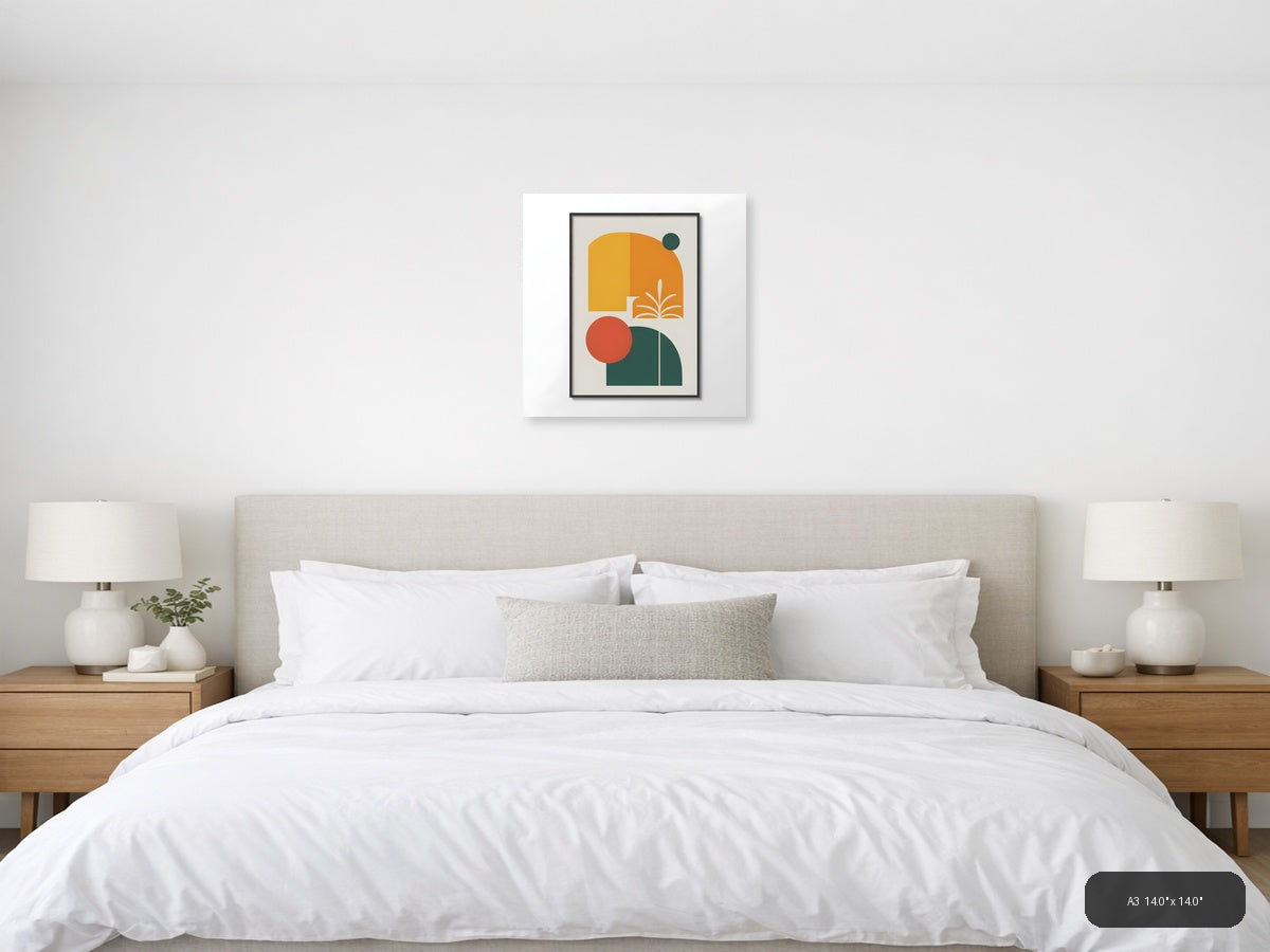 Minimalist Books and Circles Geometric Wall Art — A3 / Bedroom