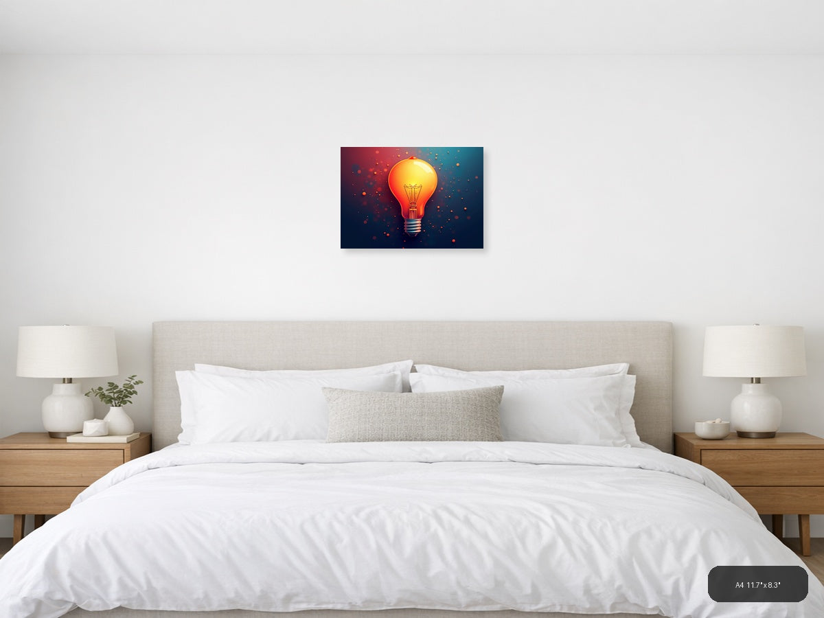 Glowing Light Bulb Abstract Modern Wall Art — A4 / Bedroom
