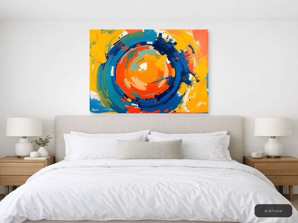 Vibrant Concentric Circles Abstract Modern Wall Art — A1 / Bedroom