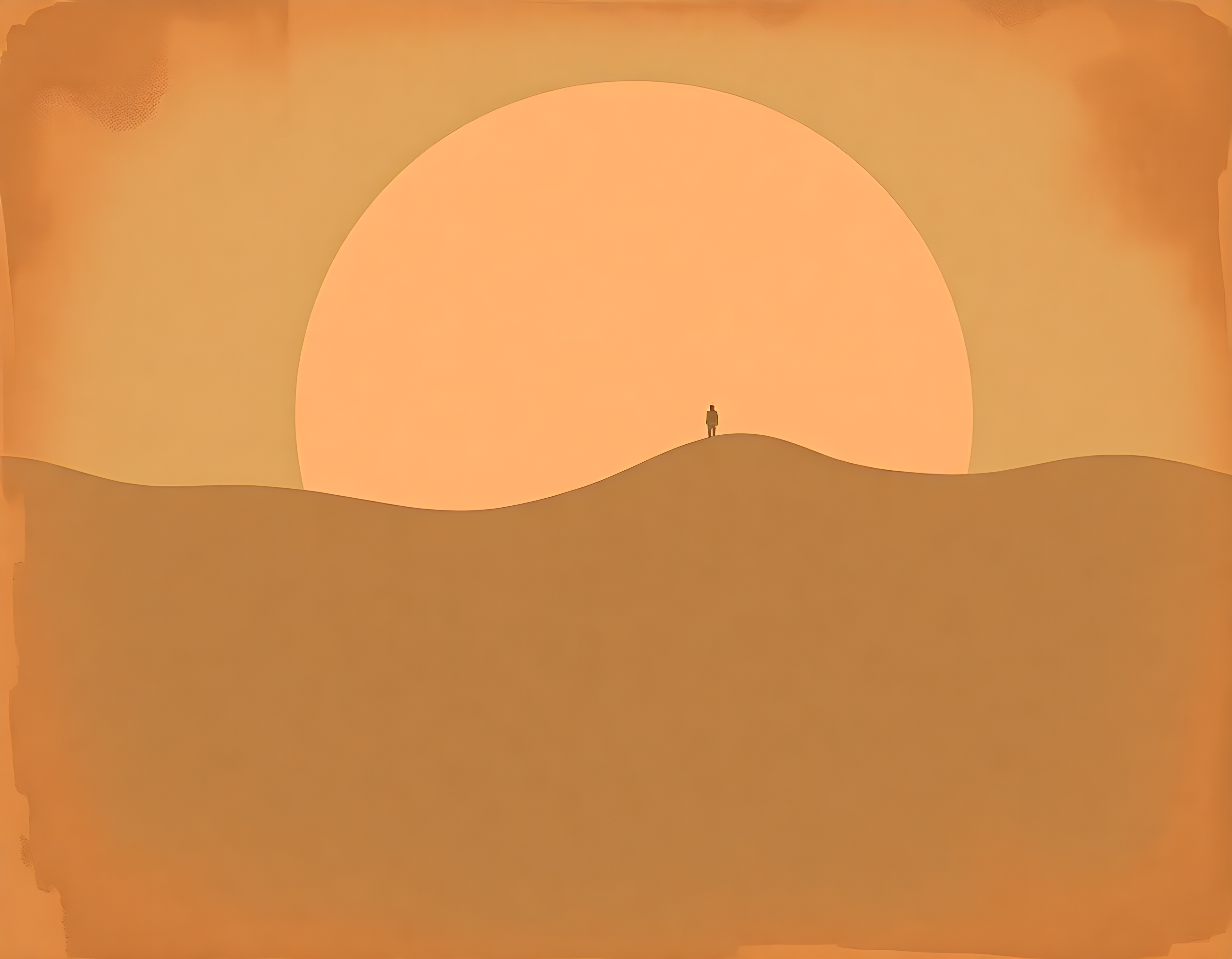 Vintage Desert Sunset Silhouette Wall Art