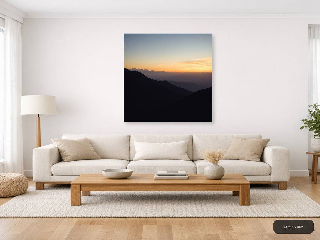 Mountain Sunset Silhouette Minimalist Wall Art — A1 / Living Room