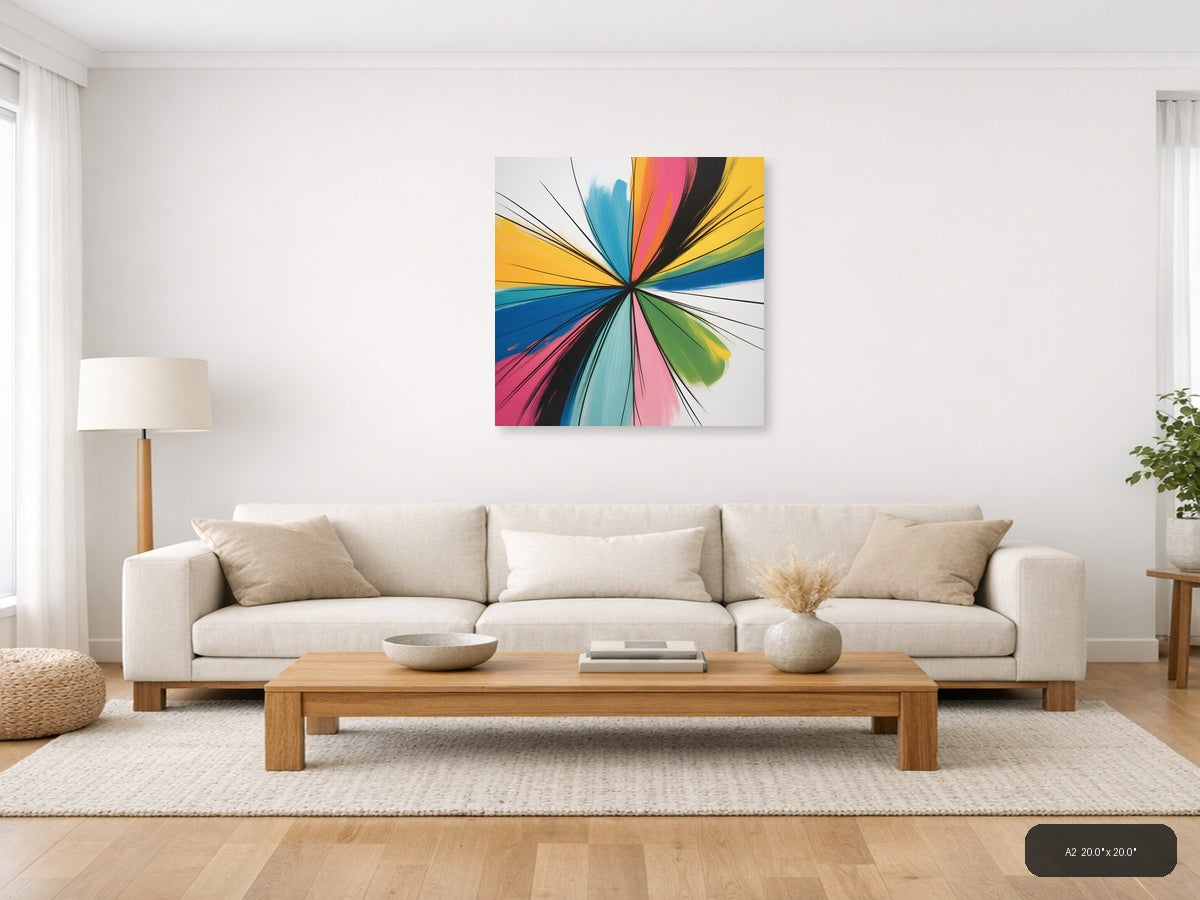 Colorful Radial Burst Abstract Canvas Wall Art — A2 / Living Room