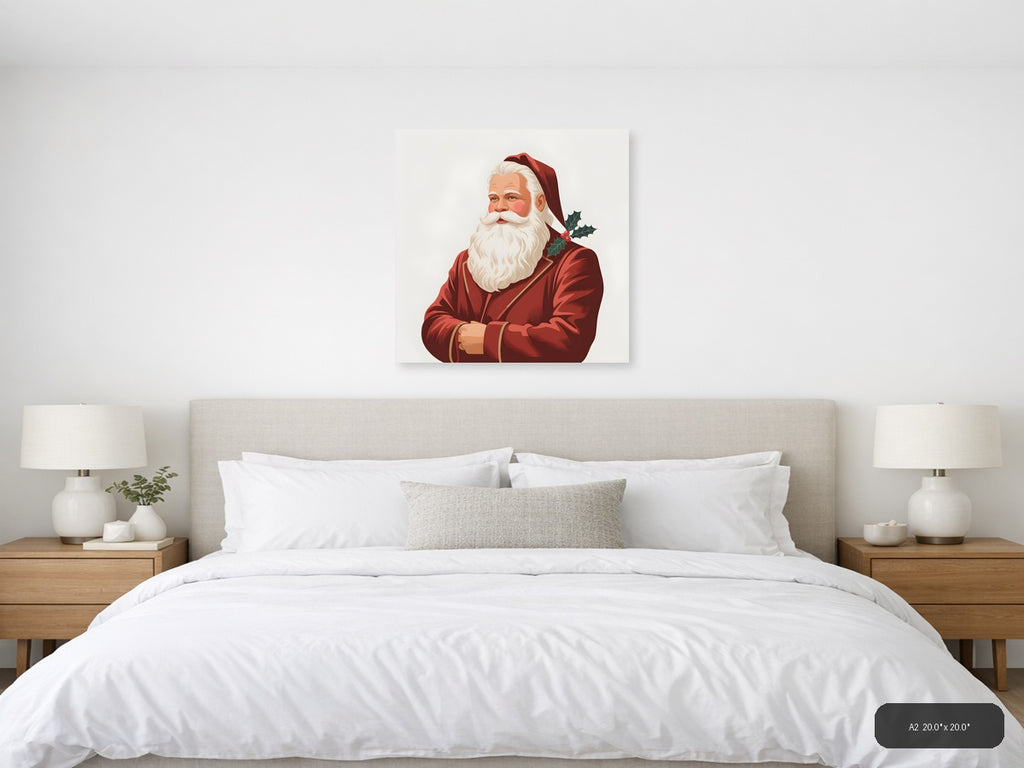 Santa Claus Portrait Minimalist Holiday Wall Art — A2 / Bedroom