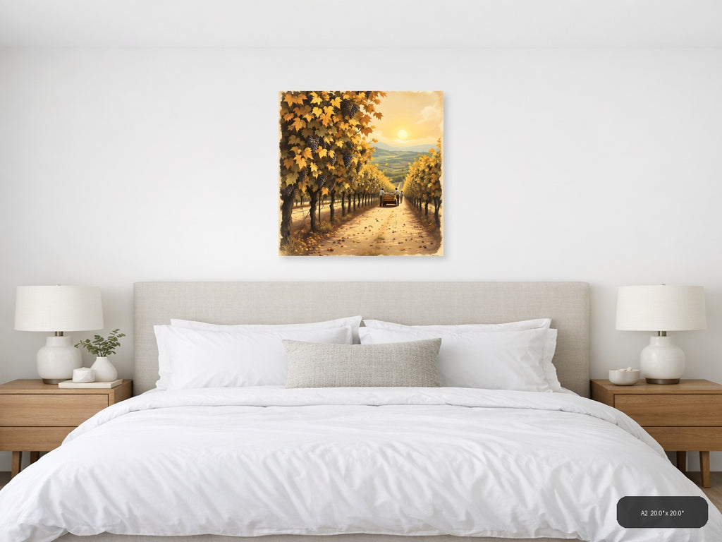Autumn Vineyard Harvest Vintage Wall Art — A2 / Bedroom