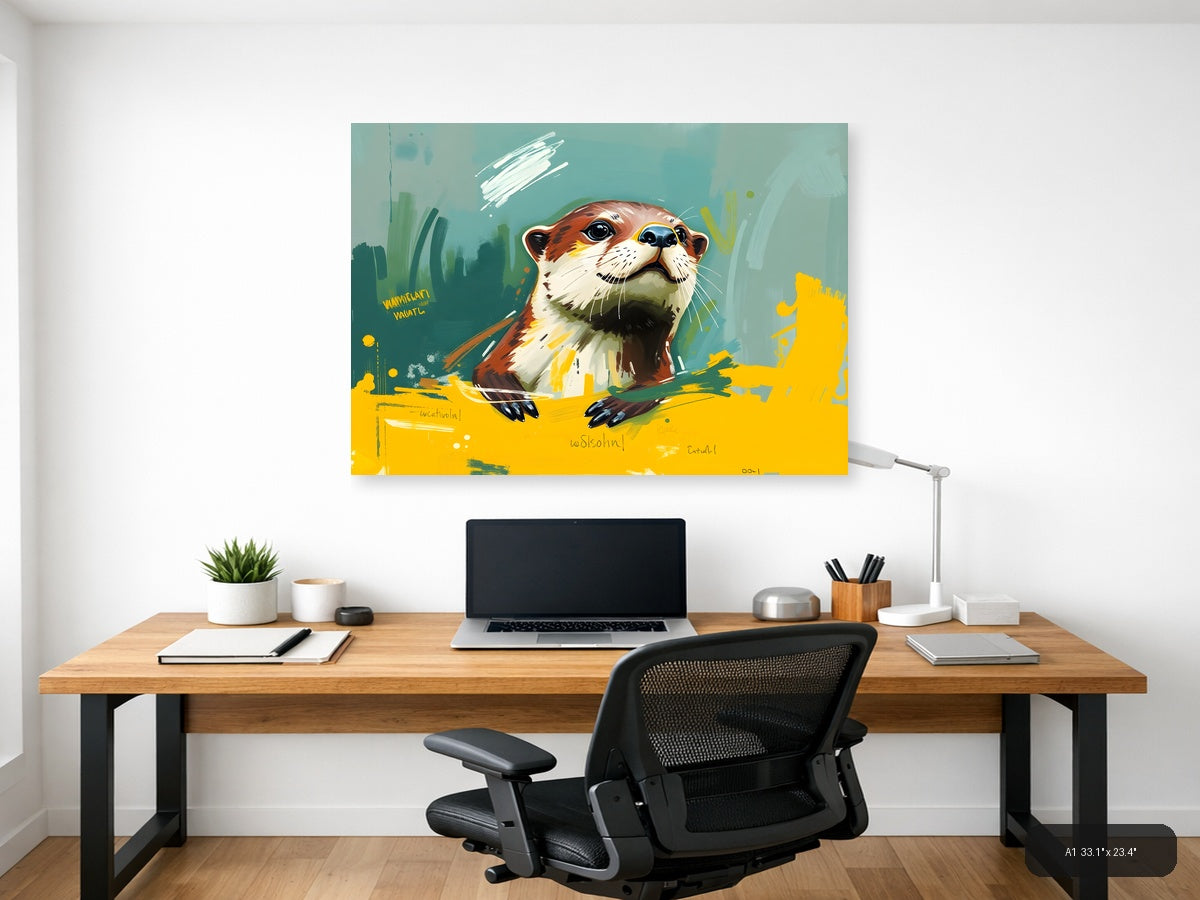 Colorful Otter Abstract Portrait Wall Art — A1 / Office