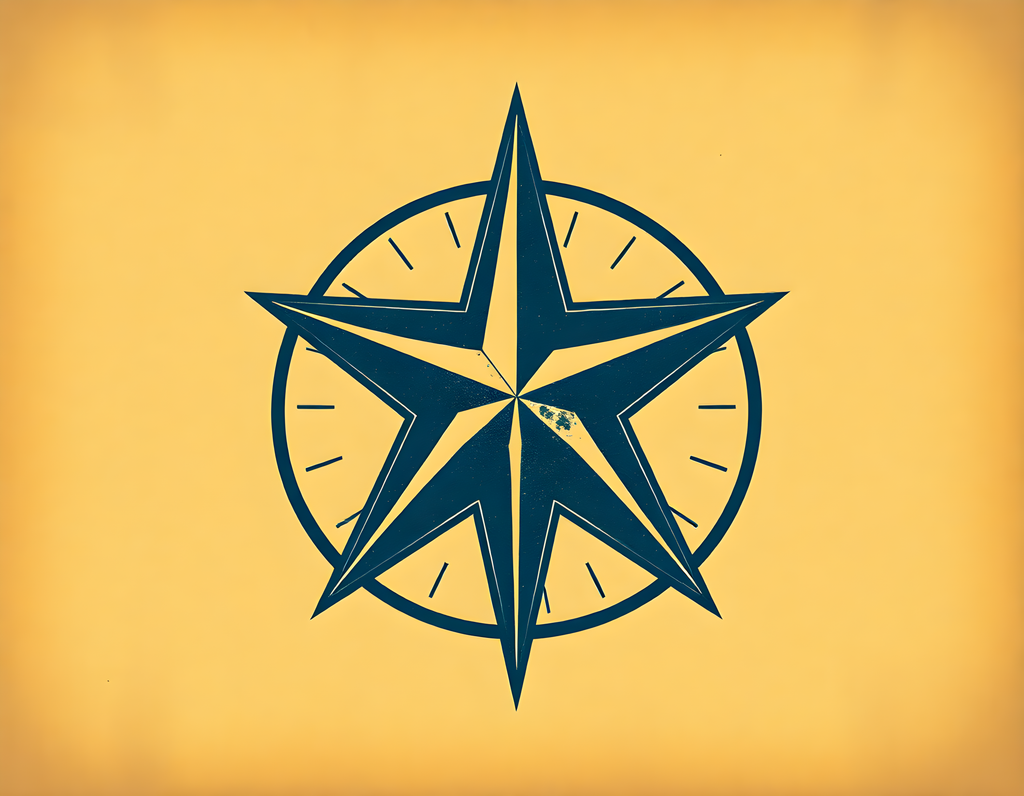 Vintage Nautical Compass Star Navy Blue Wall Art