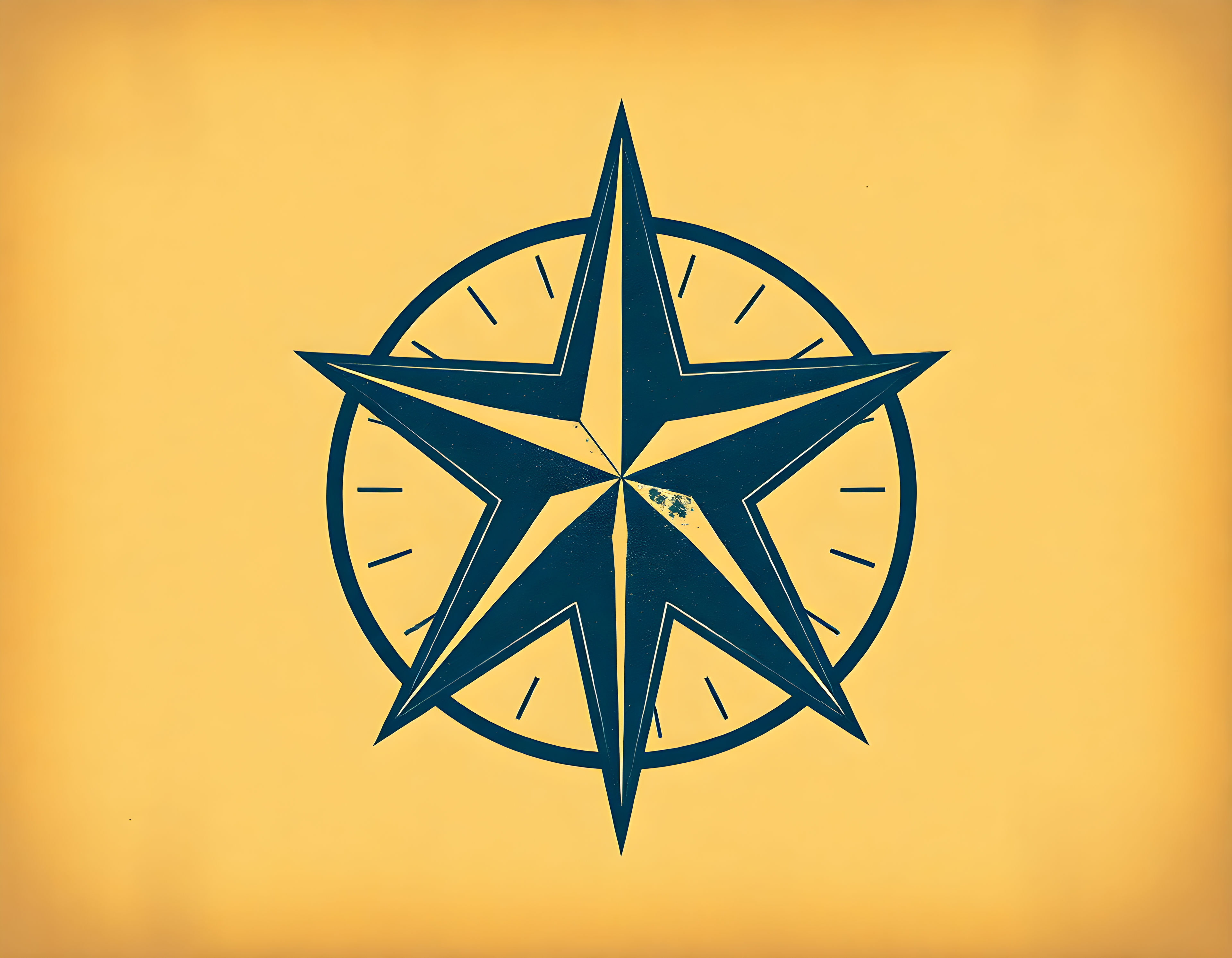 Vintage Nautical Compass Star Navy Blue Wall Art