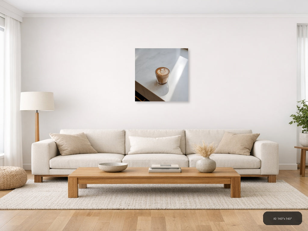 Minimalist Coffee Cup Latte Art Wall Art — A3 / Living Room