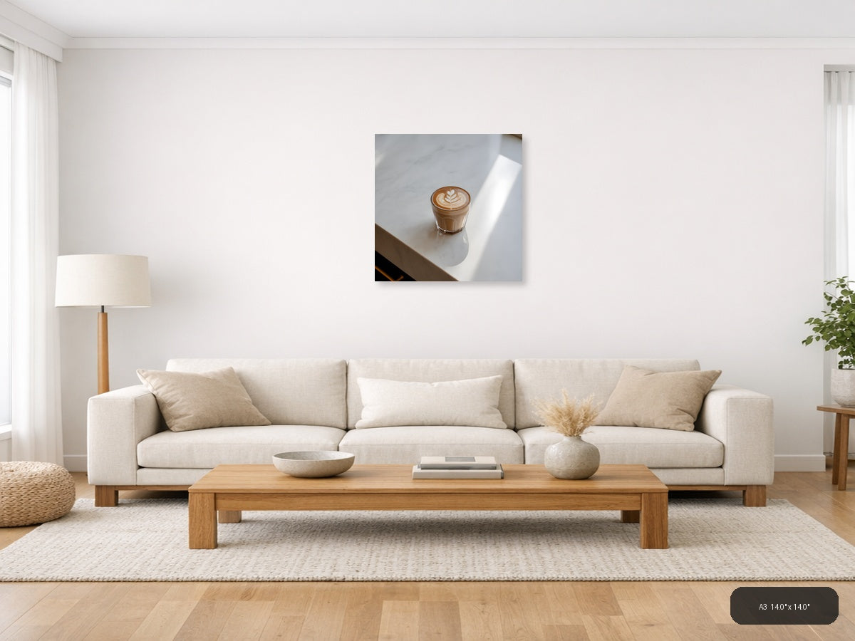 Minimalist Coffee Cup Latte Art Wall Art — A3 / Living Room