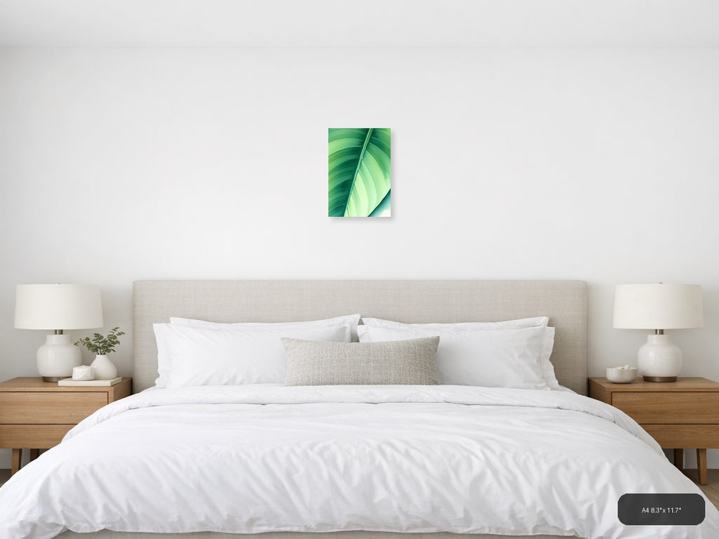 Green Leaf Watercolor Abstract Wall Art — A4 / Bedroom