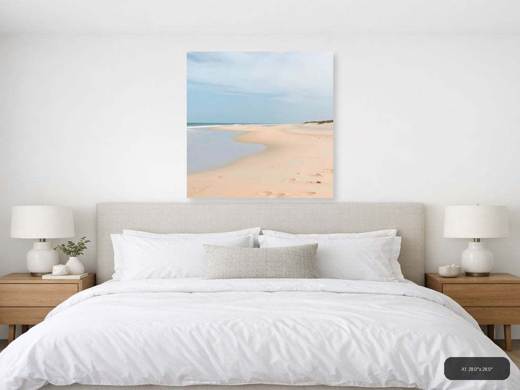 Minimalist Sandy Beach with Tidal Pool - Square Wall Art — A1 / Bedroom