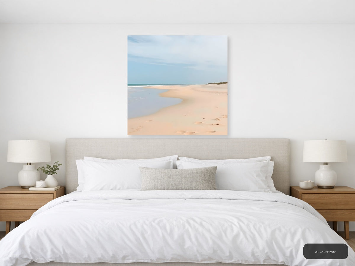 Minimalist Sandy Beach with Tidal Pool - Square Wall Art — A1 / Bedroom