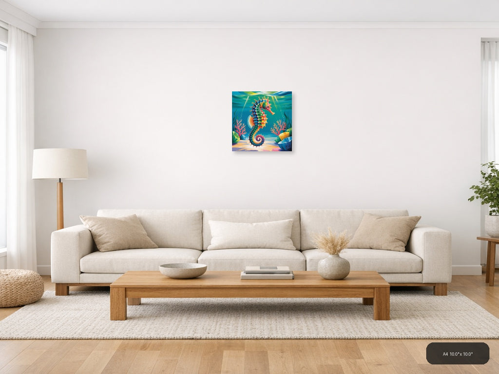 Seahorse — Abstract (Square) Canvas Print | Abstract Wall Art | A4 A3 A2 A1 — A4 / Living Room