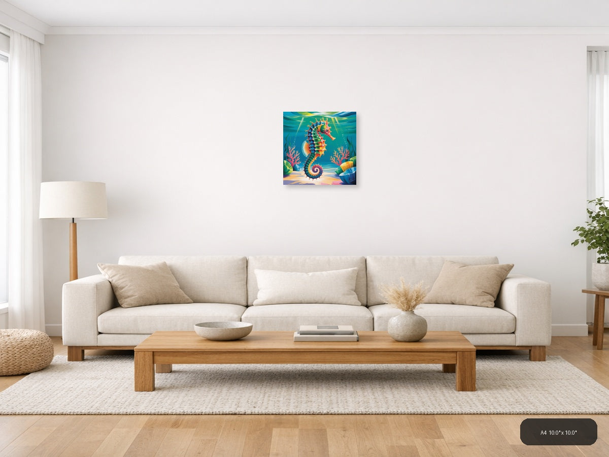 Seahorse — Abstract (Square) Canvas Print | Abstract Wall Art | A4 A3 A2 A1 — A4 / Living Room