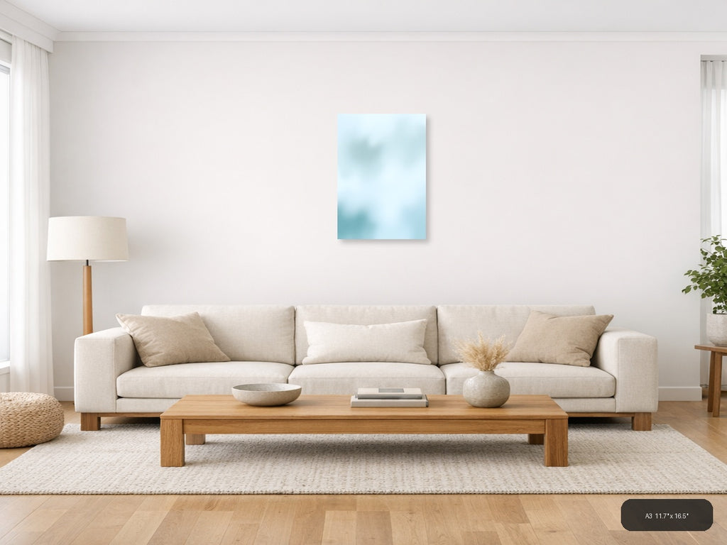 Serene Blue Watercolor Abstract Gradient Wall Art — A3 / Living Room