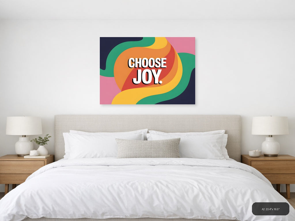 Choose Joy Colorful Abstract Wave Photography Wall Art — A2 / Bedroom
