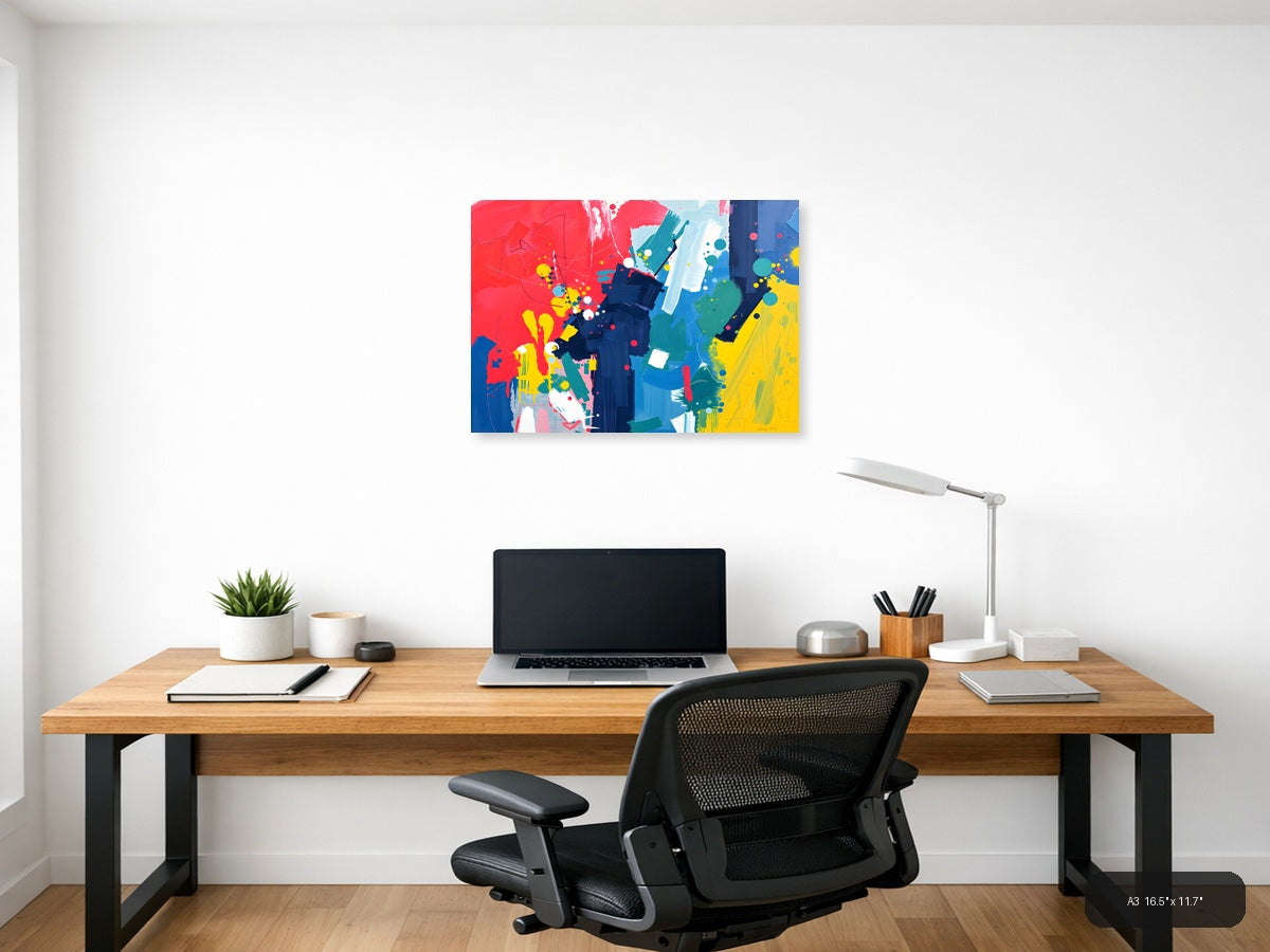 Vibrant Abstract Expressionist Splatter Canvas Wall Art — A3 / Office