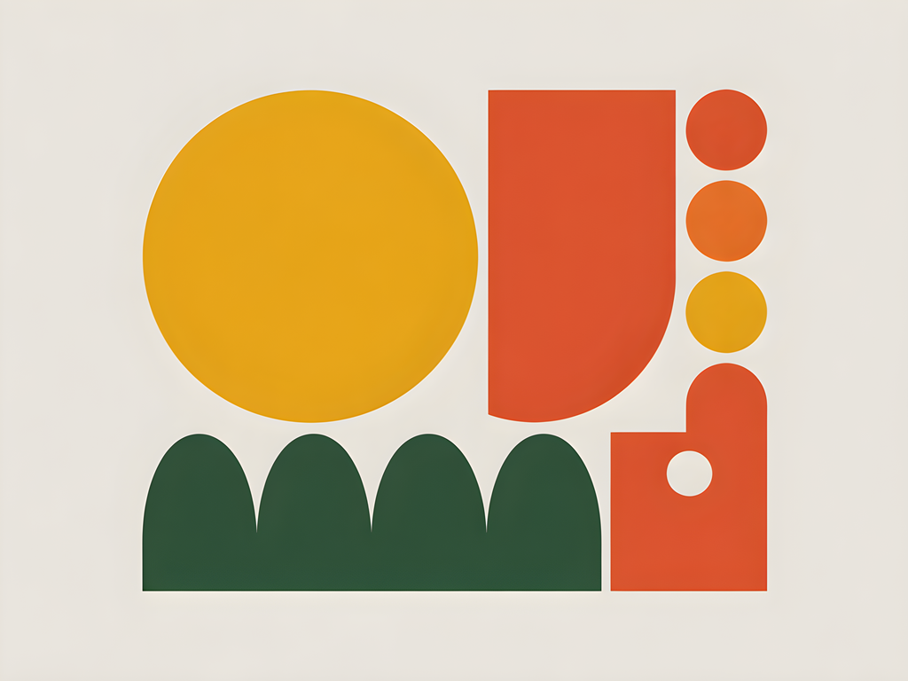 Minimalist Cactus & Geometric Shapes Landscape Wall Art