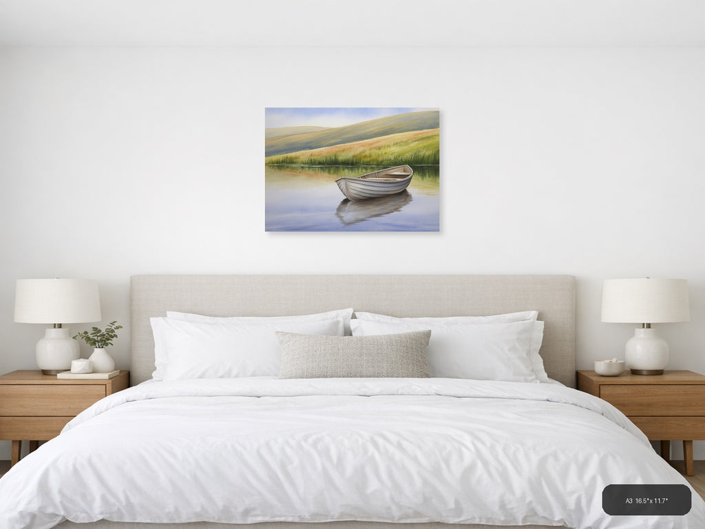 Rn — Watercolor (Landscape) Canvas Print | Watercolor Wall Art | A4 A3 A2 A1 — A3 / Bedroom
