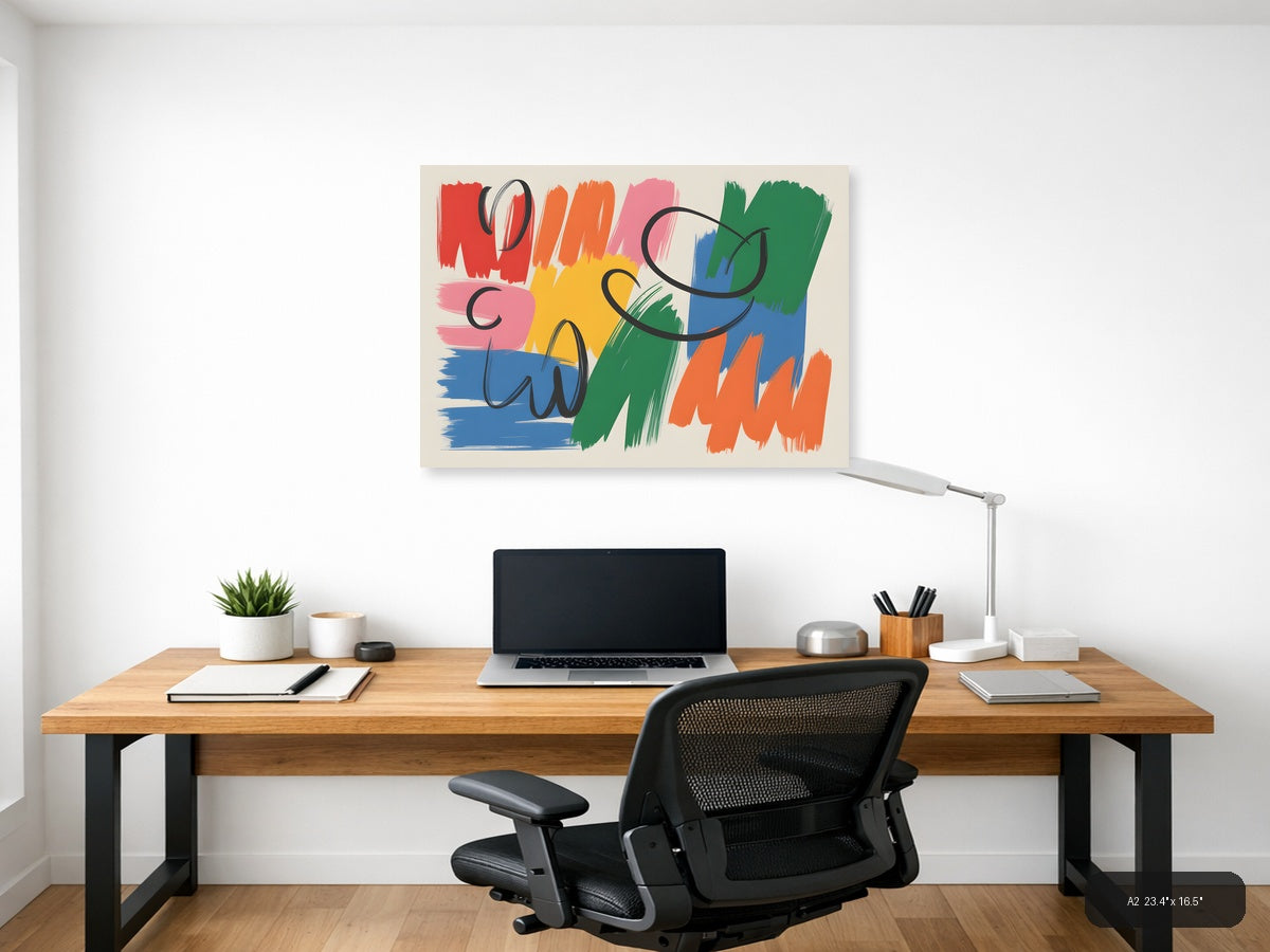Colorful Abstract Brushstrokes Modern Wall Art — A2 / Office