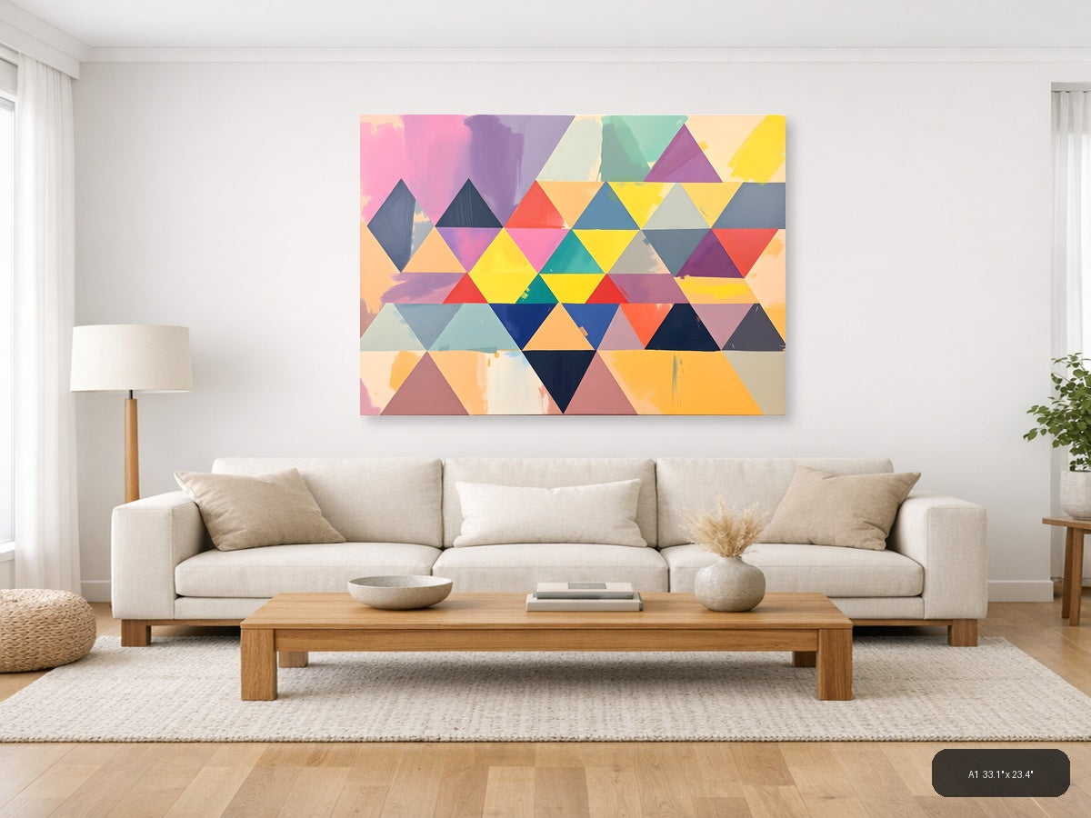 Colorful Abstract Triangle Geometric Pattern Wall Art — A1 / Living Room