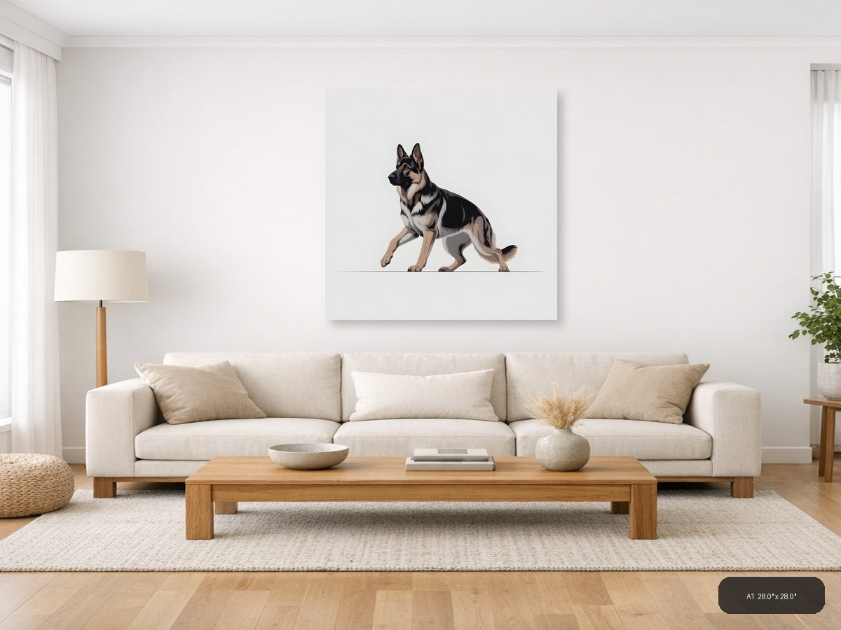 German Shepherd Minimalist Portrait Wall Art — A1 / Living Room