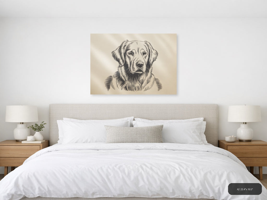 Labrador Retriever Portrait Line Art Wall Art — A2 / Bedroom
