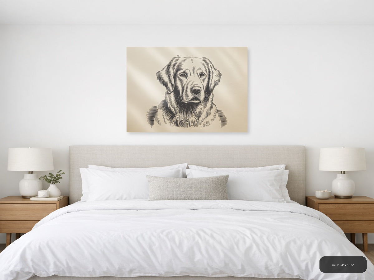 Labrador Retriever Portrait Line Art Wall Art — A2 / Bedroom