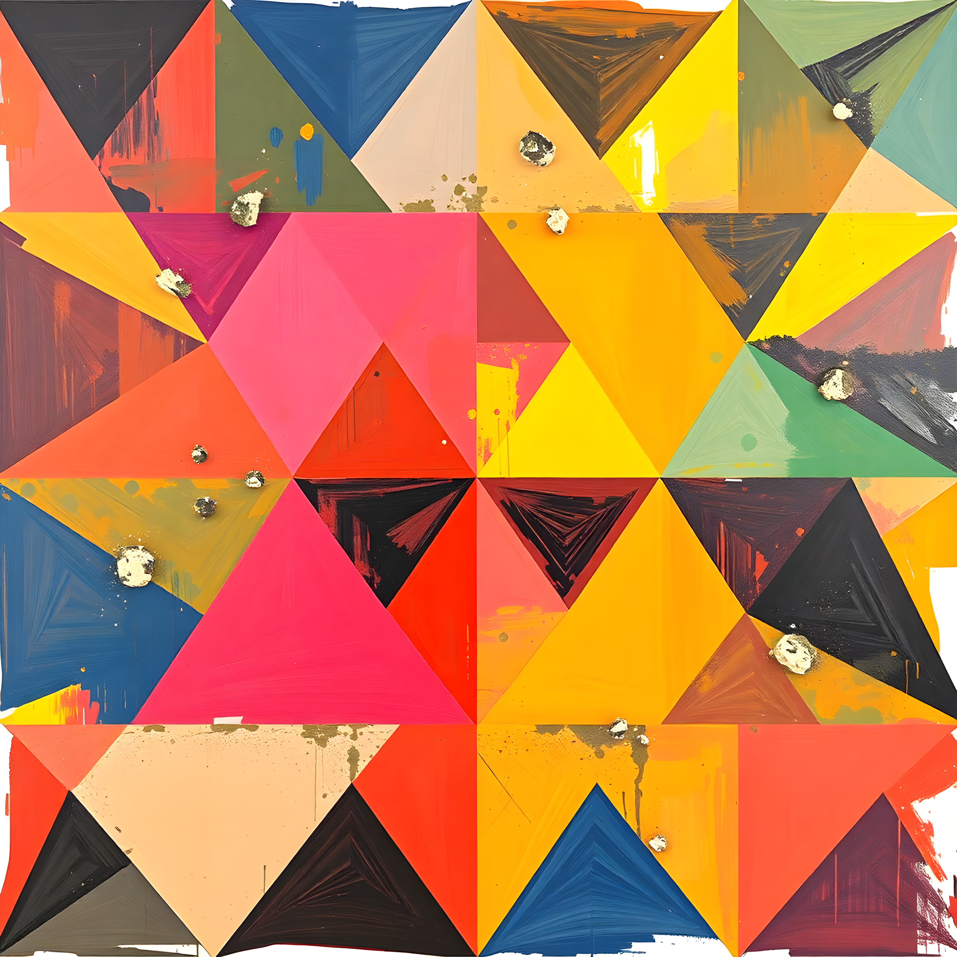 Vibrant Geometric Triangle Abstract Colorful Wall Art