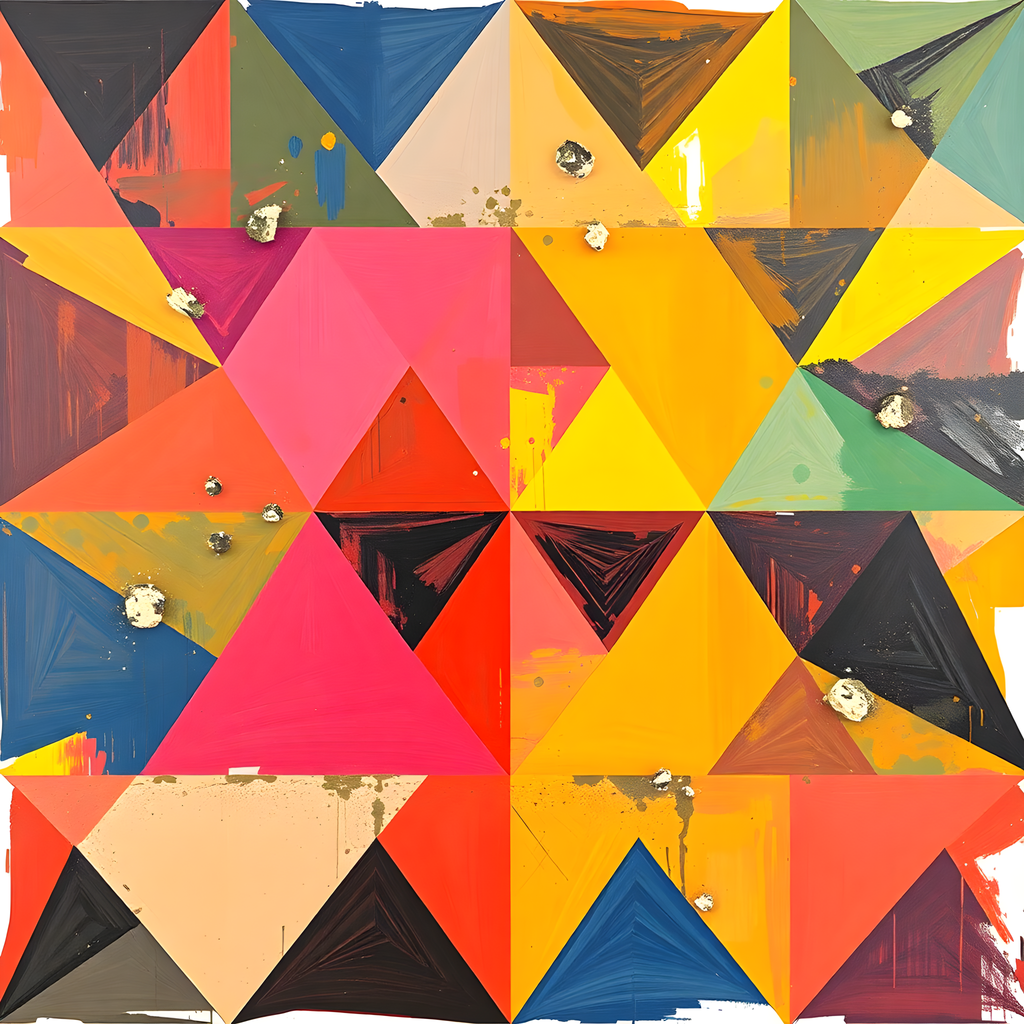 Colorful Geometric Triangle Abstract Wall Art