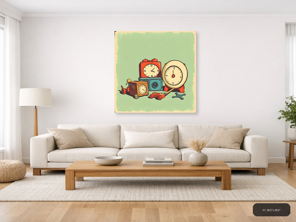 Vintage Toy Collection Retro Wall Art — A1 / Living Room