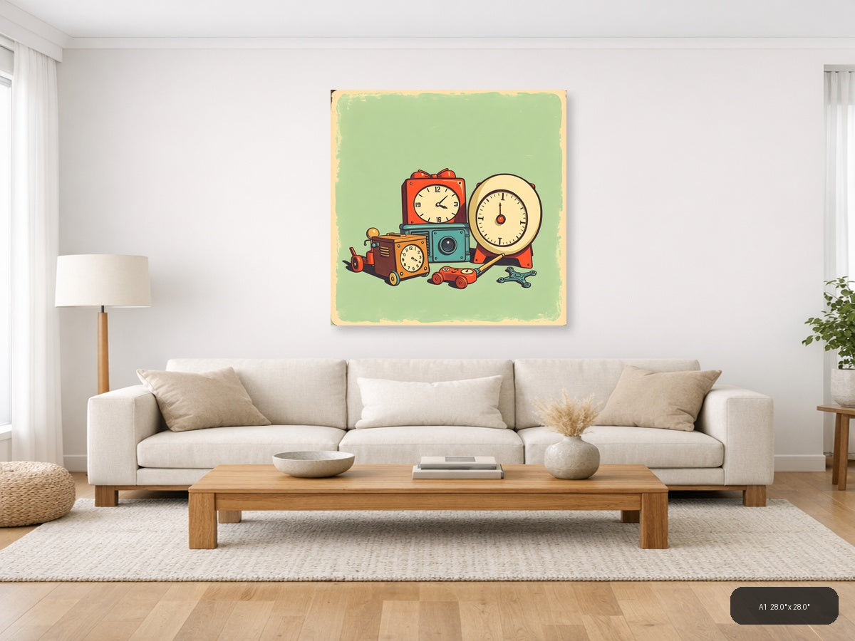Vintage Toy Collection Retro Wall Art — A1 / Living Room