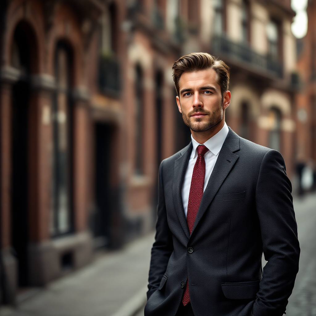 Vintage Portrait of Businessman in Urban Street Wall Art