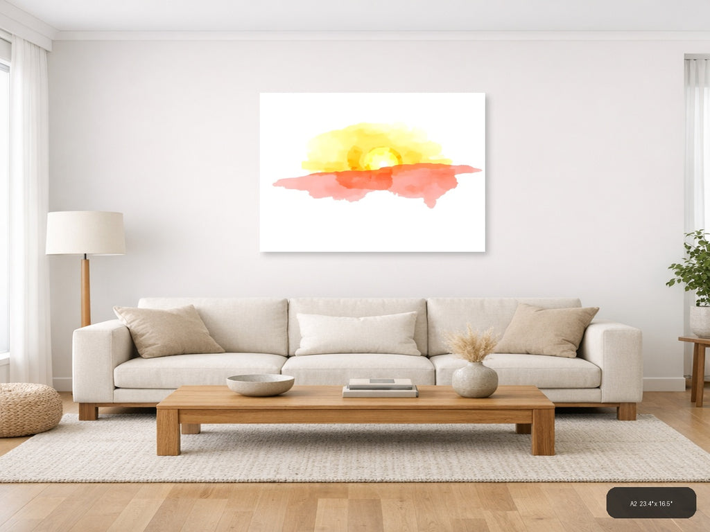 Sunrise Desert Landscape Watercolor Wall Art — A2 / Living Room