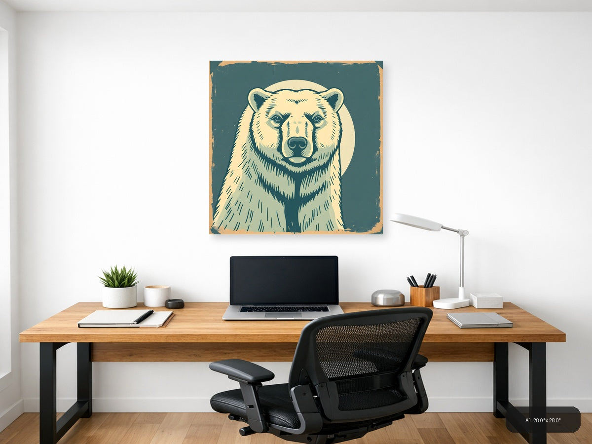 Vintage Bear Portrait Square Wall Art — A1 / Office