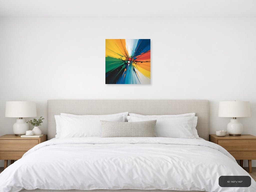Colorful Paint Explosion Abstract Canvas Wall Art — A3 / Bedroom
