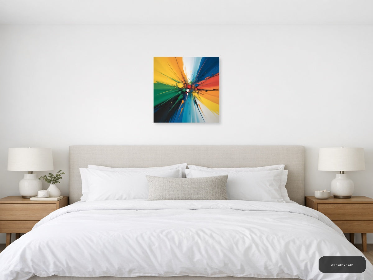 Colorful Paint Explosion Abstract Canvas Wall Art — A3 / Bedroom