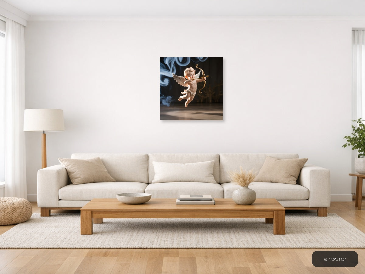 Cupid Angel with Bow and Arrow Photography Wall Art — A3 / Living Room