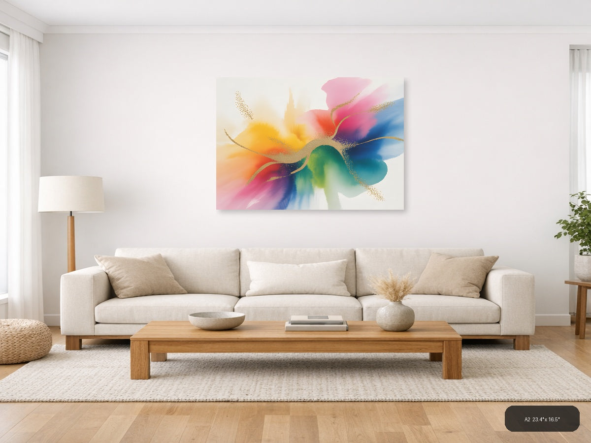 Colorful Abstract Watercolor Flower Wall Art — A2 / Living Room