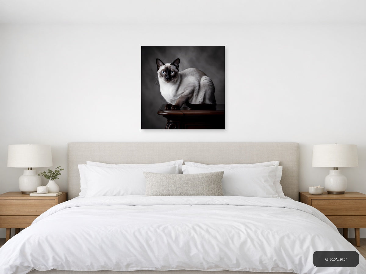Siamese Cat Portrait with Blue Eyes Photography Wall Art — A2 / Bedroom