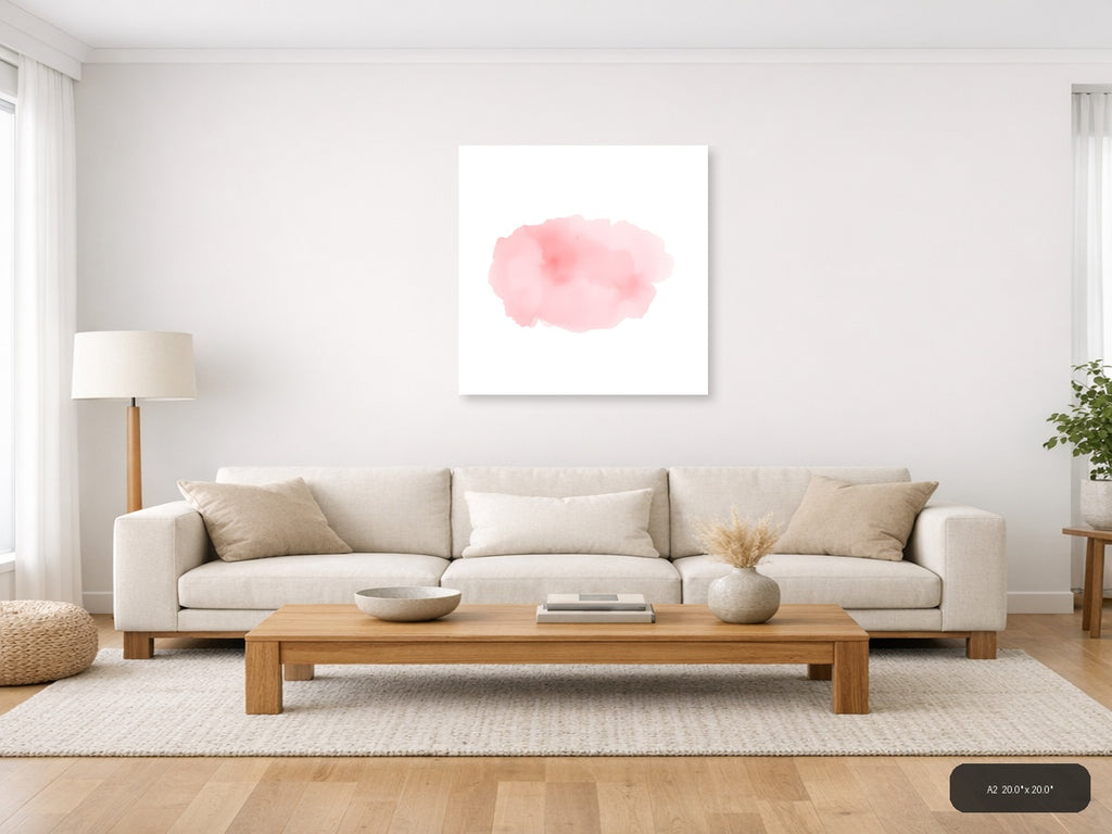 Soft Pink Watercolor Abstract Cloud Wall Art — A2 / Living Room