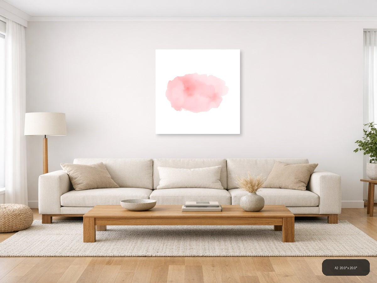 Soft Pink Watercolor Abstract Cloud Wall Art — A2 / Living Room
