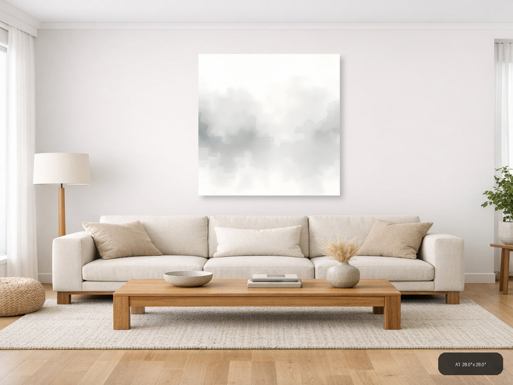 Misty Mountain Landscape Watercolor Wall Art — A1 / Living Room