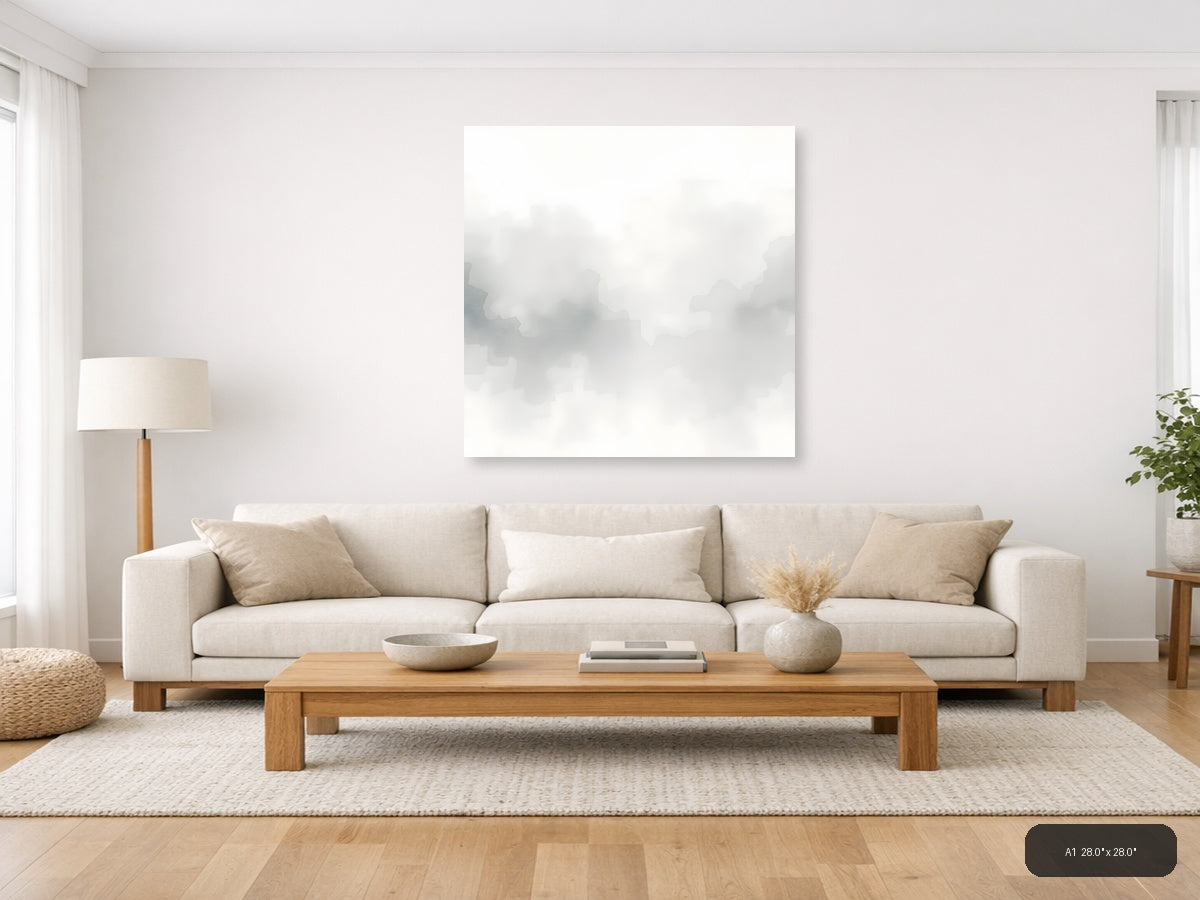 Misty Mountain Landscape Watercolor Wall Art — A1 / Living Room