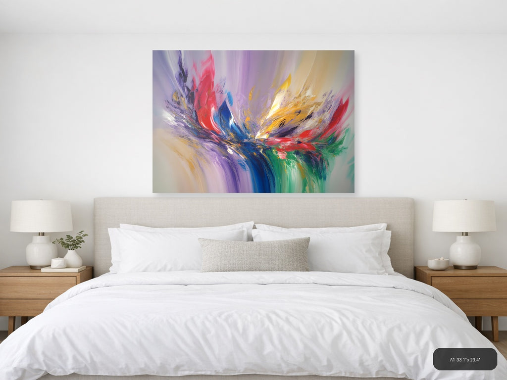 Colorful Abstract Explosion - Modern Purple Blue Red Wall Art — A1 / Bedroom