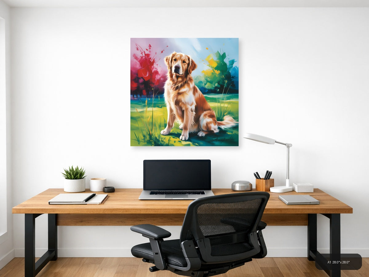 Golden Retriever Abstract Watercolor Dog Wall Art — A1 / Office